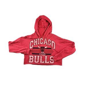 Chicago Bulls Womens Hardwood Classics Oversized Cropped Hoodie Red Size‎ Small